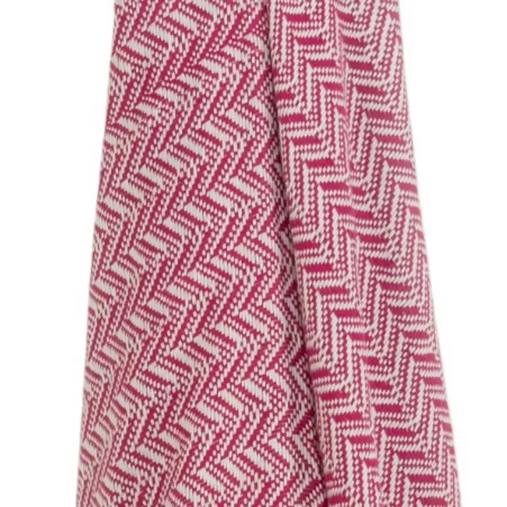 50" X 60" Hot Pink Cotton Woven Chevron Throw Blanket with Fringe - Homeroots - Flyclothing LLC