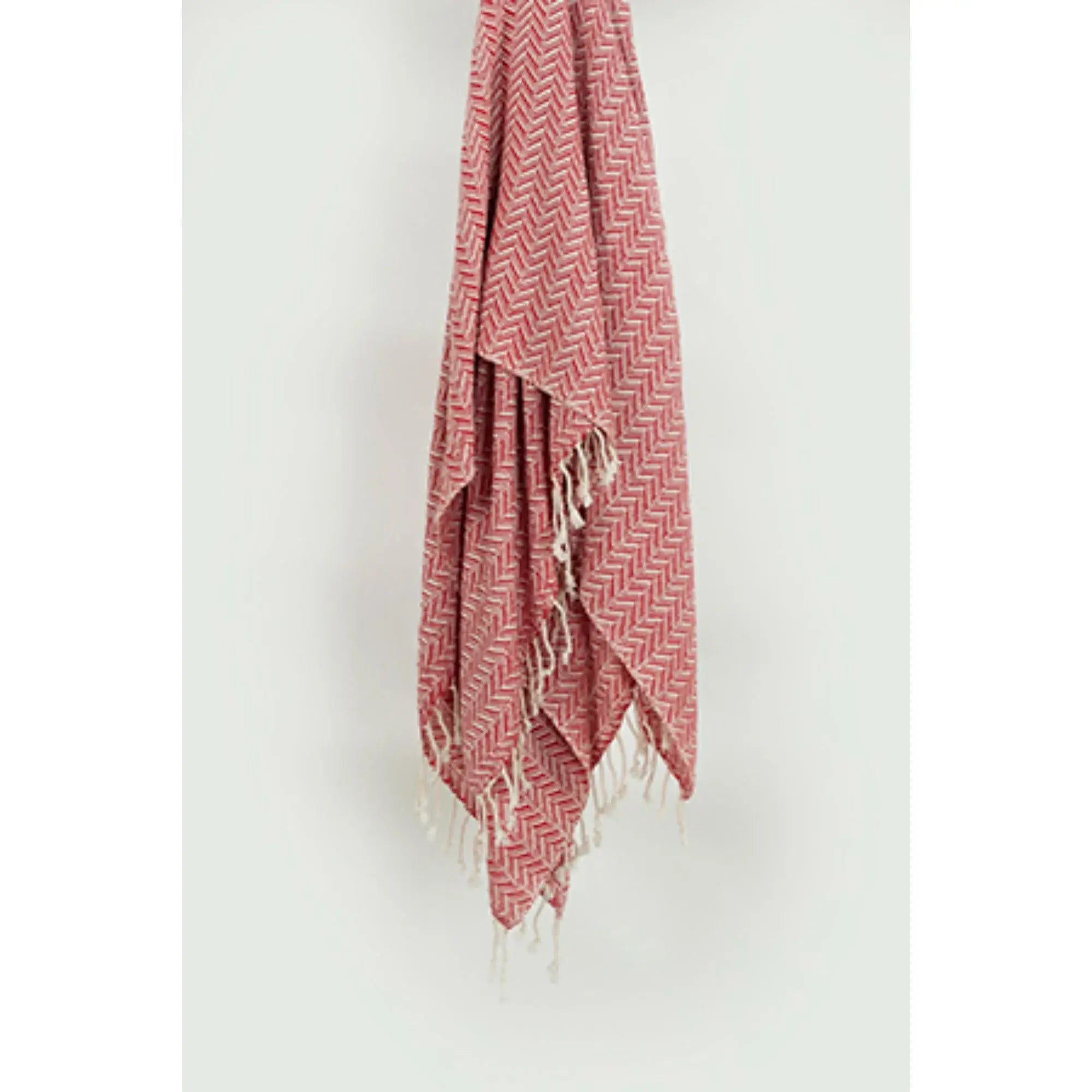 50" X 60" Red Cotton Woven Chevron Throw Blanket with Fringe - Homeroots - Flyclothing LLC