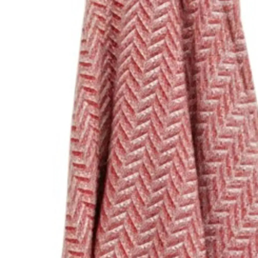 50" X 60" Red Cotton Woven Chevron Throw Blanket with Fringe - Homeroots - Flyclothing LLC