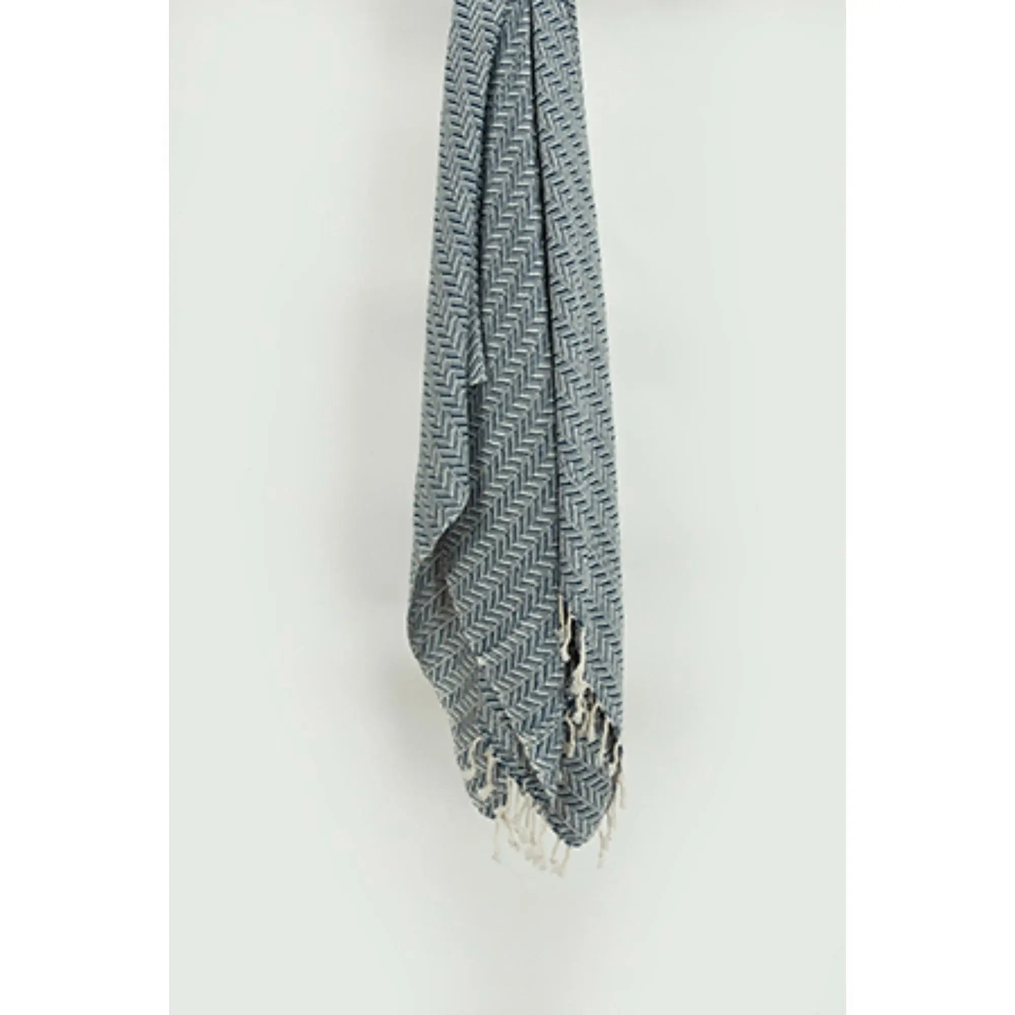 50" X 60" Gray Cotton Woven Chevron Throw Blanket with Fringe - Homeroots - Flyclothing LLC
