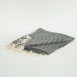 50" X 60" Black And Ivory Chevron Cotton Throw Blanket with Fringe - Homeroots - Flyclothing LLC