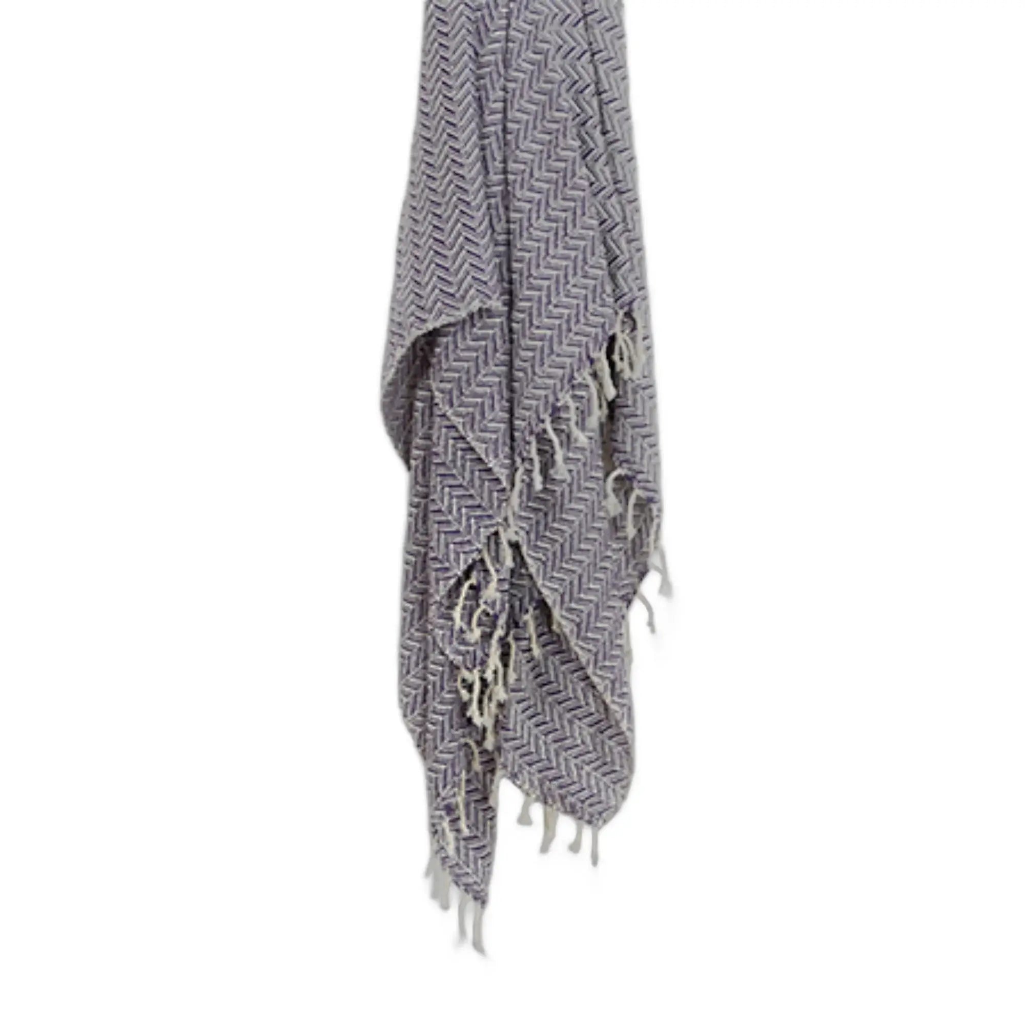 50" X 60" Purple Cotton Woven Chevron Throw Blanket with Fringe - Homeroots - Flyclothing LLC