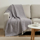 50" X 60" Purple Cotton Woven Chevron Throw Blanket with Fringe - Homeroots - Flyclothing LLC
