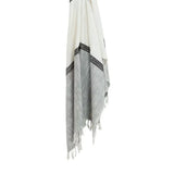 50" X 60" Gray Cotton Woven Color Block Throw Blanket with Fringe - Homeroots - Flyclothing LLC