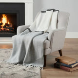 50" X 60" Gray Cotton Woven Color Block Throw Blanket with Fringe - Homeroots - Flyclothing LLC