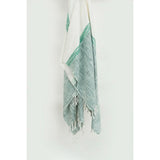 50" X 60" Teal Blue And Ivory Color Block Cotton Throw Blanket with Fringe - Homeroots - Flyclothing LLC