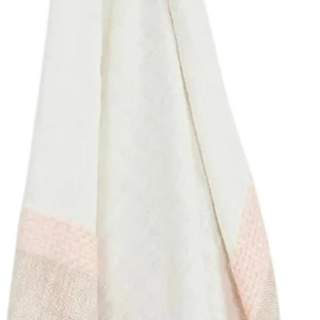 50" X 60" Blush Cotton Woven Color Block Throw Blanket with Fringe - Homeroots - Flyclothing LLC