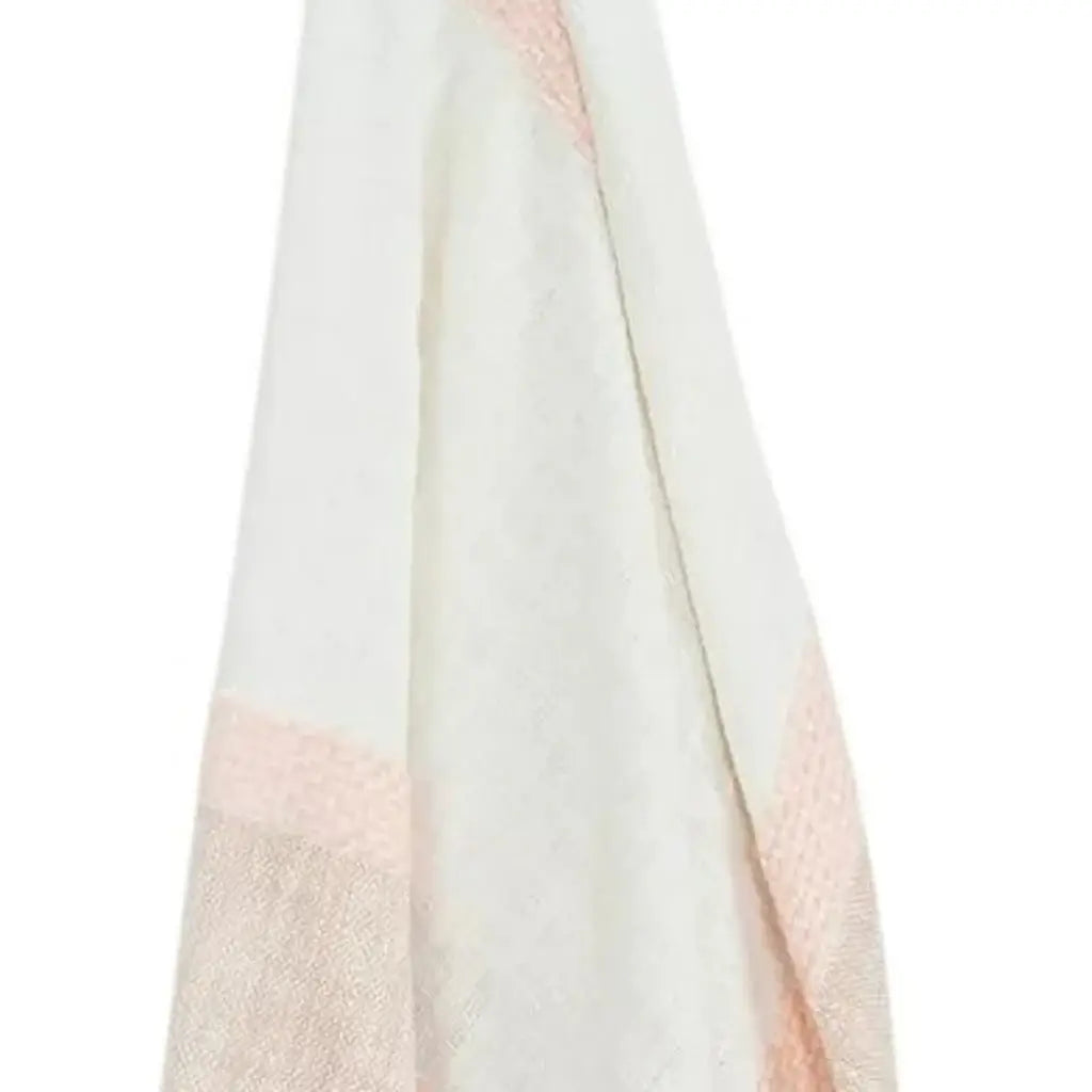 50" X 60" Blush Cotton Woven Color Block Throw Blanket with Fringe - Homeroots - Flyclothing LLC