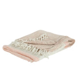50" X 60" Blush Cotton Woven Color Block Throw Blanket with Fringe - Homeroots - Flyclothing LLC