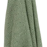 50" X 60" Green Cotton Woven Geometric Throw Blanket with Fringe - Homeroots - Flyclothing LLC