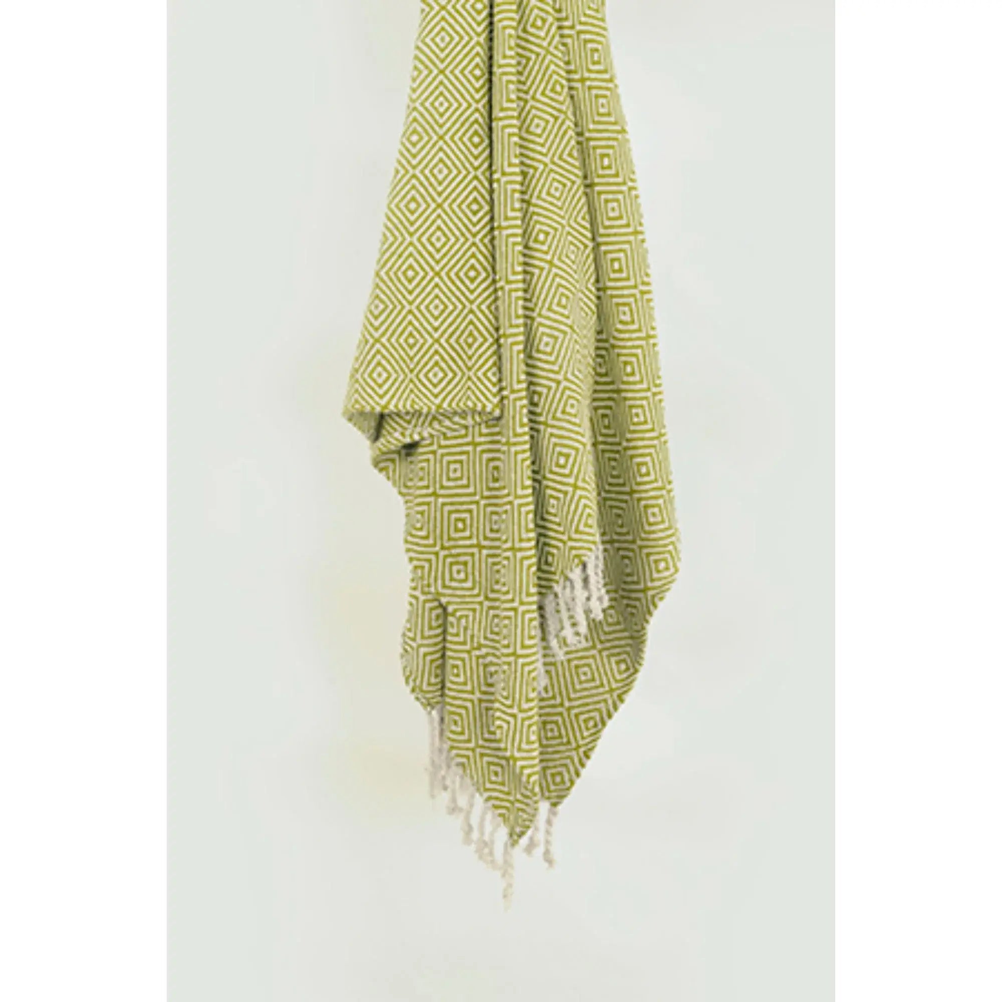 50" X 60" Citrine And Ivory Geometric Cotton Throw Blanket with Fringe - Homeroots - Flyclothing LLC