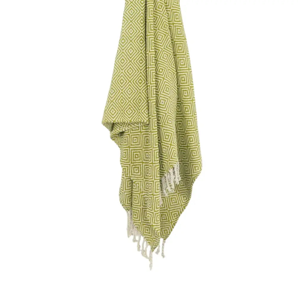 50" X 60" Citrine And Ivory Geometric Cotton Throw Blanket with Fringe - Homeroots - Flyclothing LLC