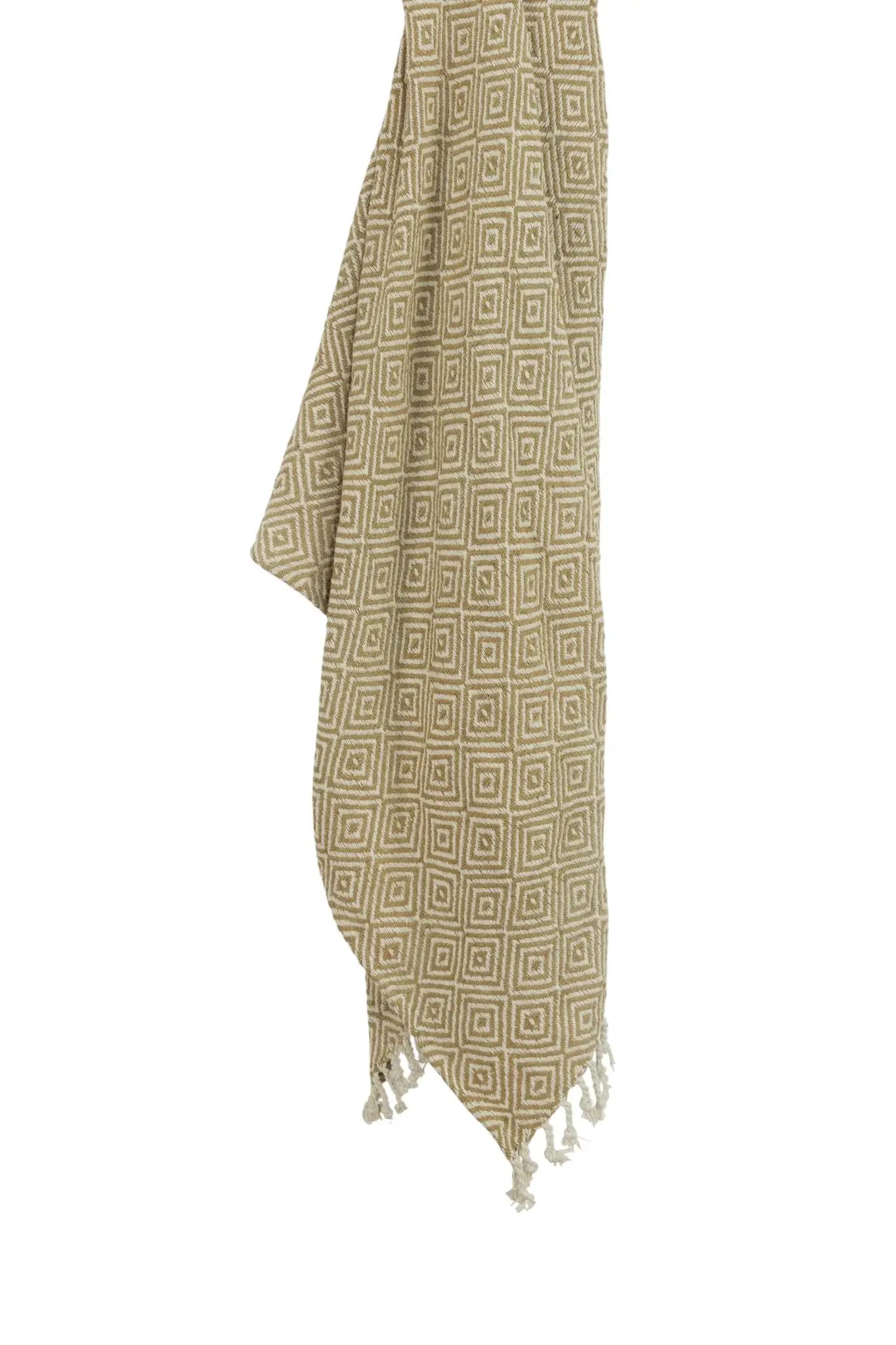 50" X 60" Natural Cotton Woven Geometric Throw Blanket with Fringe - Homeroots - Flyclothing LLC