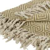 50" X 60" Natural Cotton Woven Geometric Throw Blanket with Fringe - Homeroots - Flyclothing LLC