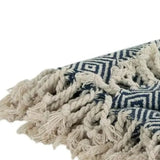 50" X 60" Navy Blue Cotton Woven Geometric Throw Blanket with Fringe - Homeroots - Flyclothing LLC