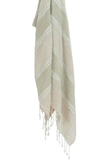 50" X 60" Natural Cotton Woven Striped Throw Blanket with Fringe - Homeroots - Flyclothing LLC