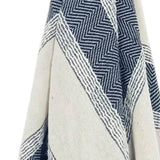 50" X 60" Blue And Ivory Cotton Woven Striped Throw Blanket with Fringe - Homeroots - Flyclothing LLC