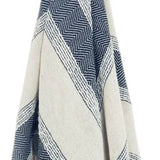50" X 60" Blue And Ivory Cotton Woven Striped Throw Blanket with Fringe - Homeroots - Flyclothing LLC