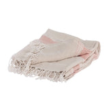 50" X 60" Beige And Pink Cotton Woven Striped Throw Blanket with Fringe - Homeroots - Flyclothing LLC