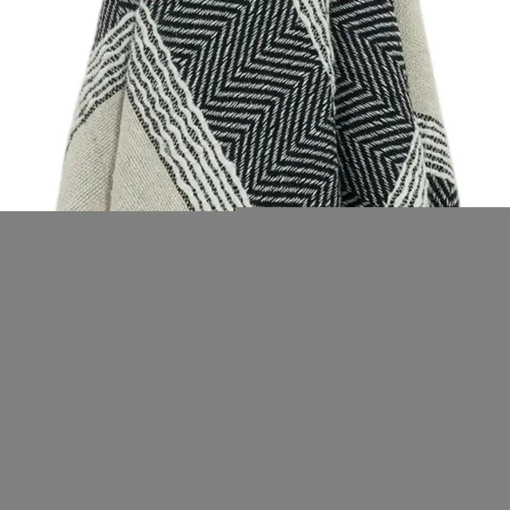 50" X 60" Black Cotton Woven Striped Throw Blanket with Fringe - Homeroots - Flyclothing LLC