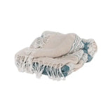 50" X 60" Teal And Blue Cotton Woven Striped Throw Blanket with Fringe - Homeroots - Flyclothing LLC