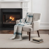 50" X 60" Teal And Blue Cotton Woven Striped Throw Blanket with Fringe - Homeroots - Flyclothing LLC