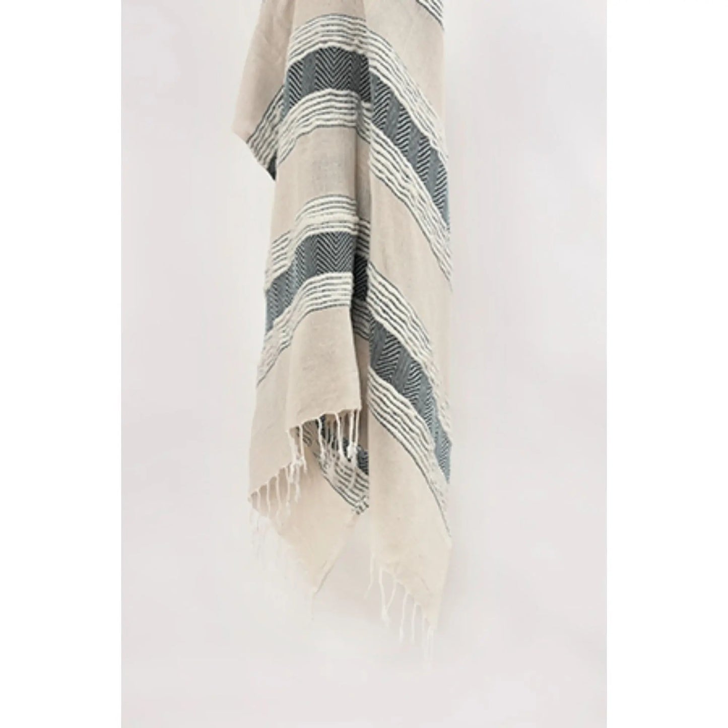 50" X 60" Gray Cotton Woven Striped Throw Blanket with Fringe - Homeroots - Flyclothing LLC