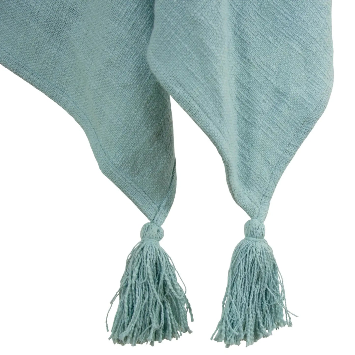 50" X 60" Teal And Blue Cotton Woven Ikat Throw Blanket with Fringe - Homeroots - Flyclothing LLC
