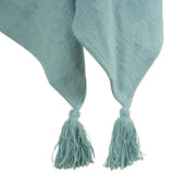 50" X 60" Teal And Blue Cotton Woven Ikat Throw Blanket with Fringe - Homeroots - Flyclothing LLC