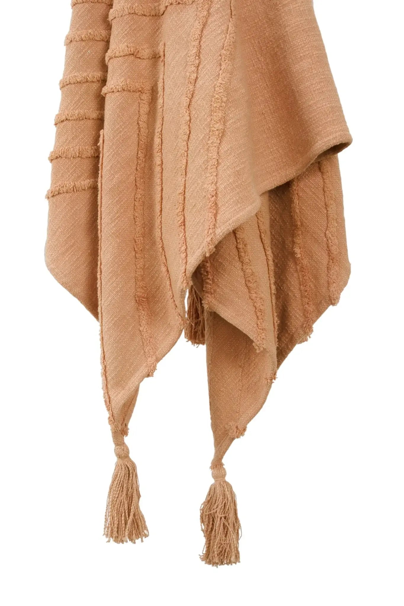 50" X 60" Terra Cotta Cotton Woven Geometric Throw Blanket with Fringe - Homeroots - Flyclothing LLC