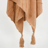 50" X 60" Terra Cotta Cotton Woven Geometric Throw Blanket with Fringe - Homeroots - Flyclothing LLC