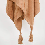 50" X 60" Terra Cotta Cotton Woven Geometric Throw Blanket with Fringe - HomeRoots - Flyclothing LLC