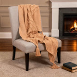 50" X 60" Terra Cotta Cotton Woven Geometric Throw Blanket with Fringe - Homeroots - Flyclothing LLC