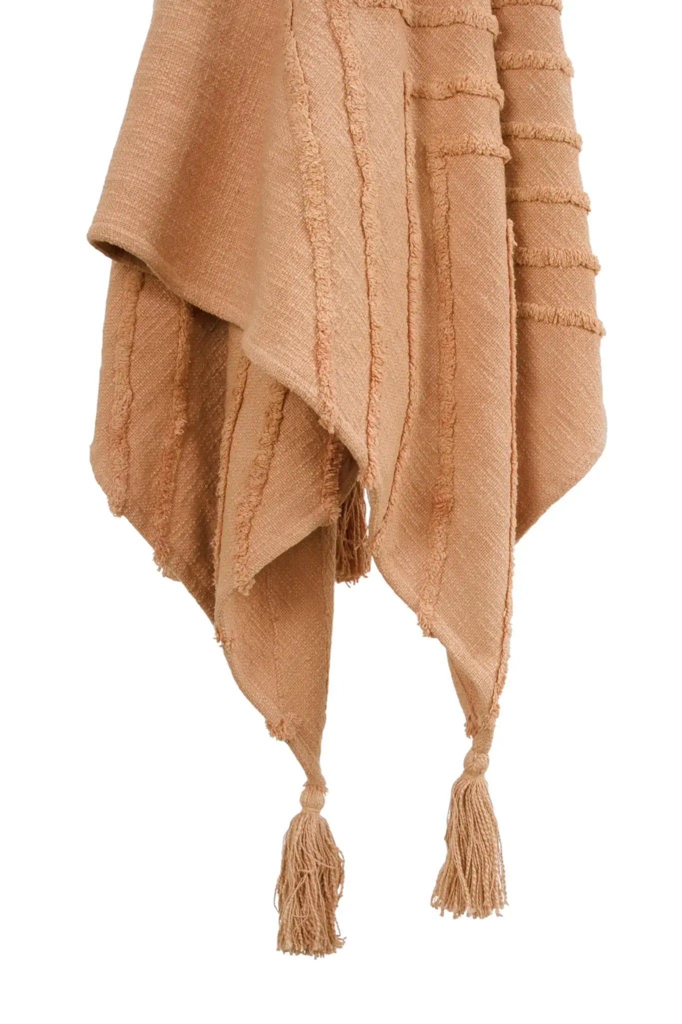 50" X 60" Terra Cotta Cotton Woven Geometric Throw Blanket with Fringe - Homeroots - Flyclothing LLC