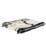 50" X 60" Black And Ivory Cotton Woven Striped Throw Blanket with Fringe - Homeroots - Flyclothing LLC