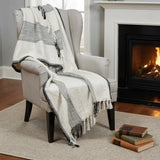 50" X 60" Black And Ivory Cotton Woven Striped Throw Blanket with Fringe - Homeroots - Flyclothing LLC