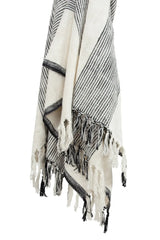 50" X 60" Black And Ivory Cotton Woven Striped Throw Blanket with Fringe - Homeroots - Flyclothing LLC