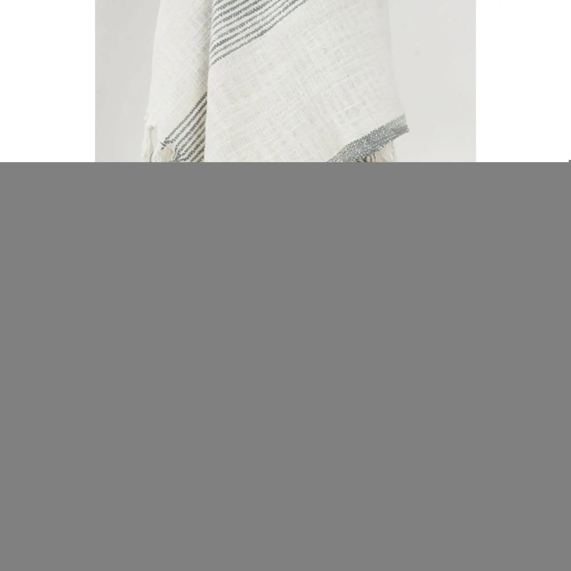 50" X 60" Gray And Ivory Cotton Woven Striped Throw Blanket with Fringe - Homeroots - Flyclothing LLC