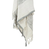 50" X 60" Gray And Ivory Cotton Woven Striped Throw Blanket with Fringe - Homeroots - Flyclothing LLC