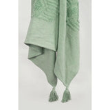 50" X 60" Green Cotton Woven Ikat Throw Blanket with Tassels - Homeroots - Flyclothing LLC