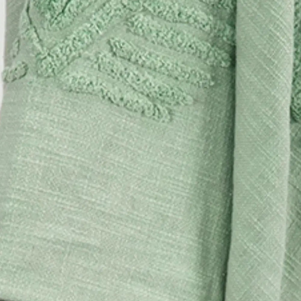 50" X 60" Green Cotton Woven Ikat Throw Blanket with Tassels - Homeroots - Flyclothing LLC