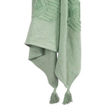 50" X 60" Green Cotton Woven Ikat Throw Blanket with Tassels - Homeroots - Flyclothing LLC