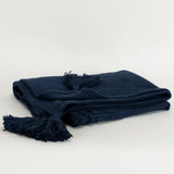 50" X 60" Blue Cotton Woven Ikat Throw Blanket with Tassels - Homeroots - Flyclothing LLC