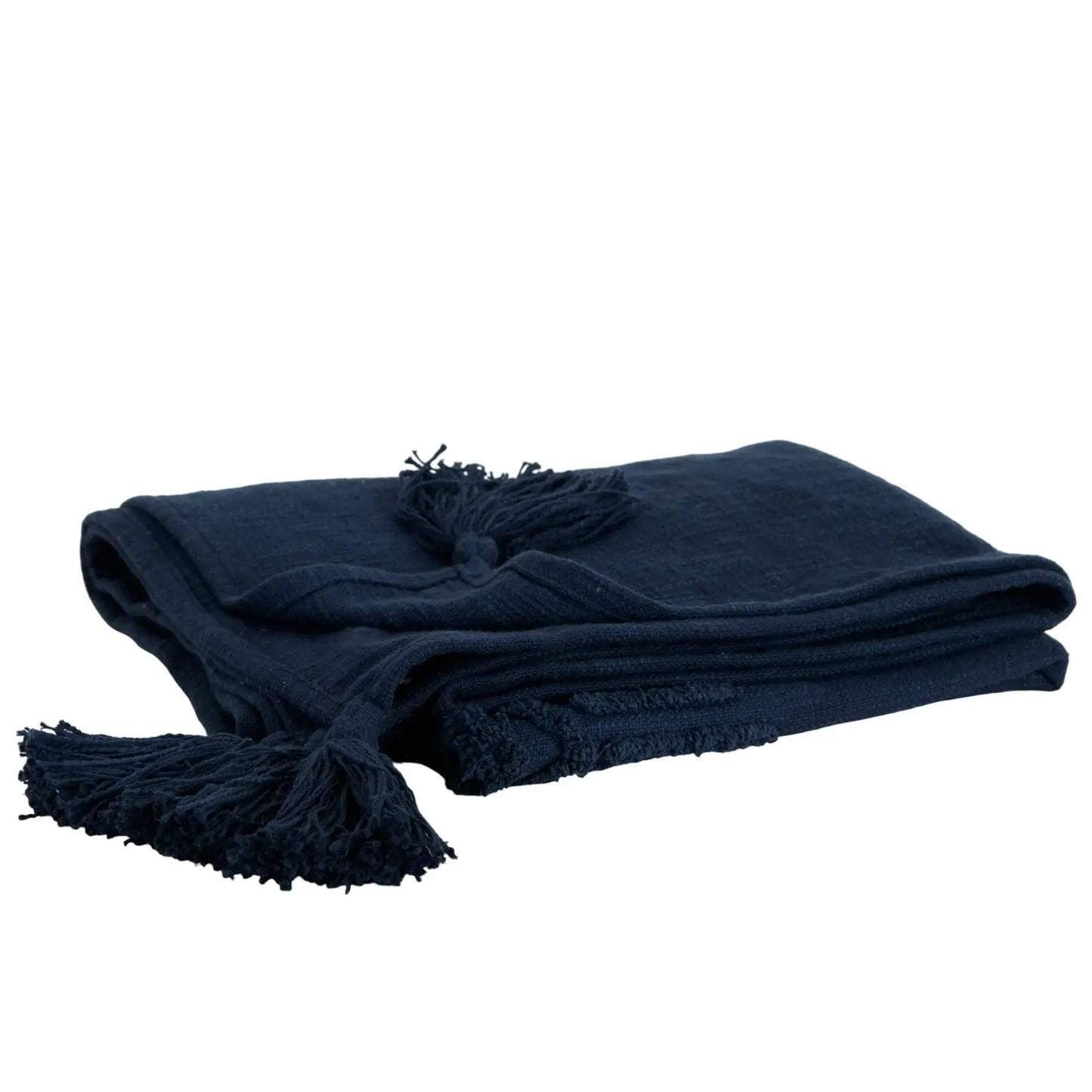 50" X 60" Blue Cotton Woven Ikat Throw Blanket with Tassels - Homeroots - Flyclothing LLC