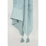 50" X 60" Aqua Cotton Woven Ikat Throw Blanket with Tassels - Homeroots - Flyclothing LLC