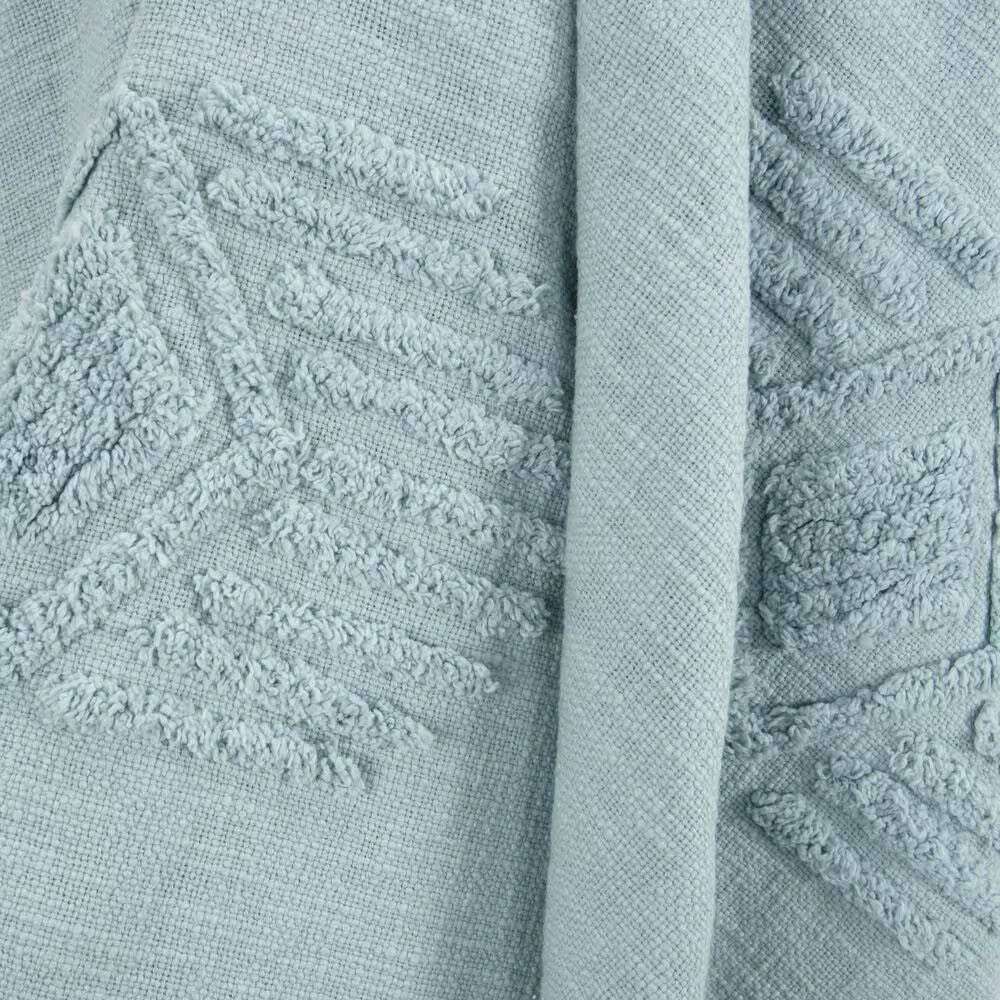 50" X 60" Aqua Cotton Woven Ikat Throw Blanket with Tassels - Homeroots - Flyclothing LLC