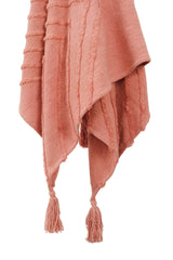 50" X 60" Coral Cotton Woven Geometric Throw Blanket with Tassels - Homeroots - Flyclothing LLC