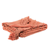 50" X 60" Coral Cotton Woven Geometric Throw Blanket with Tassels - Homeroots - Flyclothing LLC