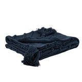 50" X 60" Blue Cotton Woven Geometric Throw Blanket with Tassels - Homeroots - Flyclothing LLC