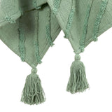 50" X 60" Green Cotton Woven Geometric Throw Blanket with Tassels - Homeroots - Flyclothing LLC